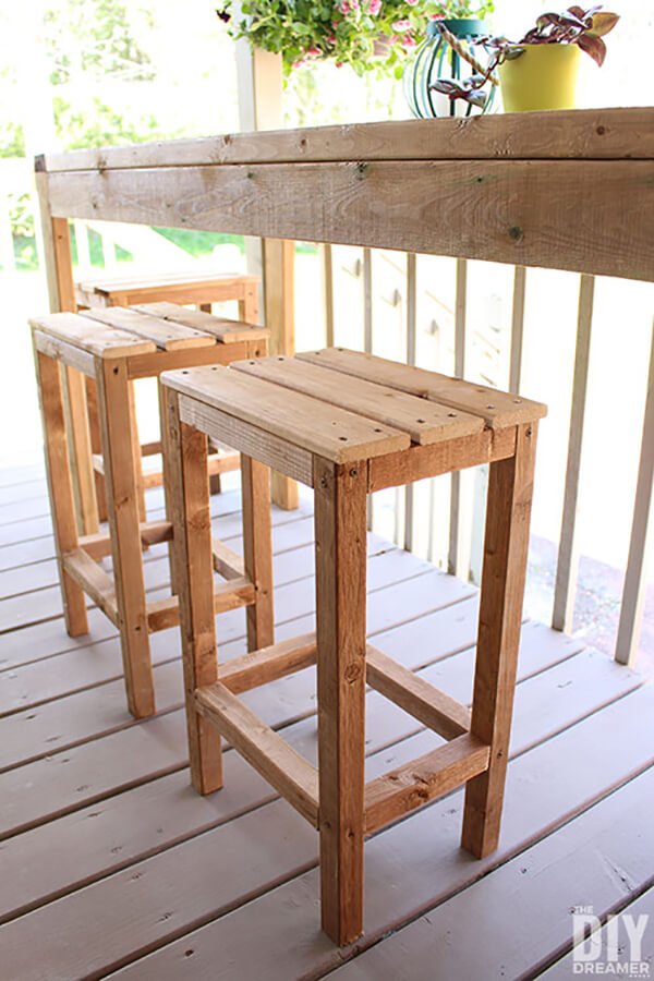 Plain and Simple Outdoor Wooden Barstools