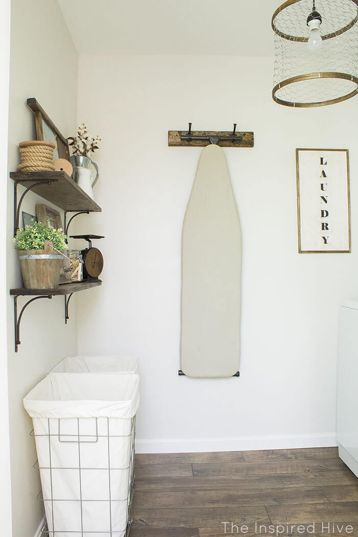 Rustic Laundry Room Redesign with Open Shelving