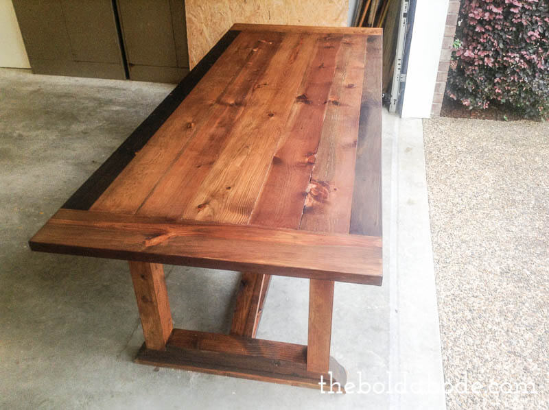 Long Modern Stained Farmhouse Table