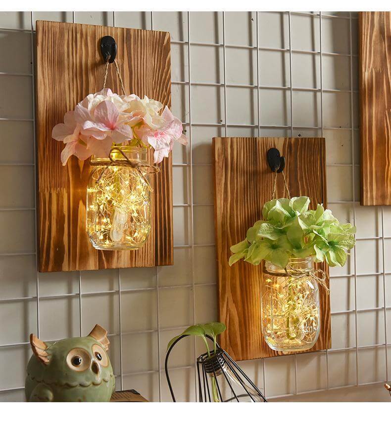 Elegant Wall Mounted Mason Jar Fairy Lights