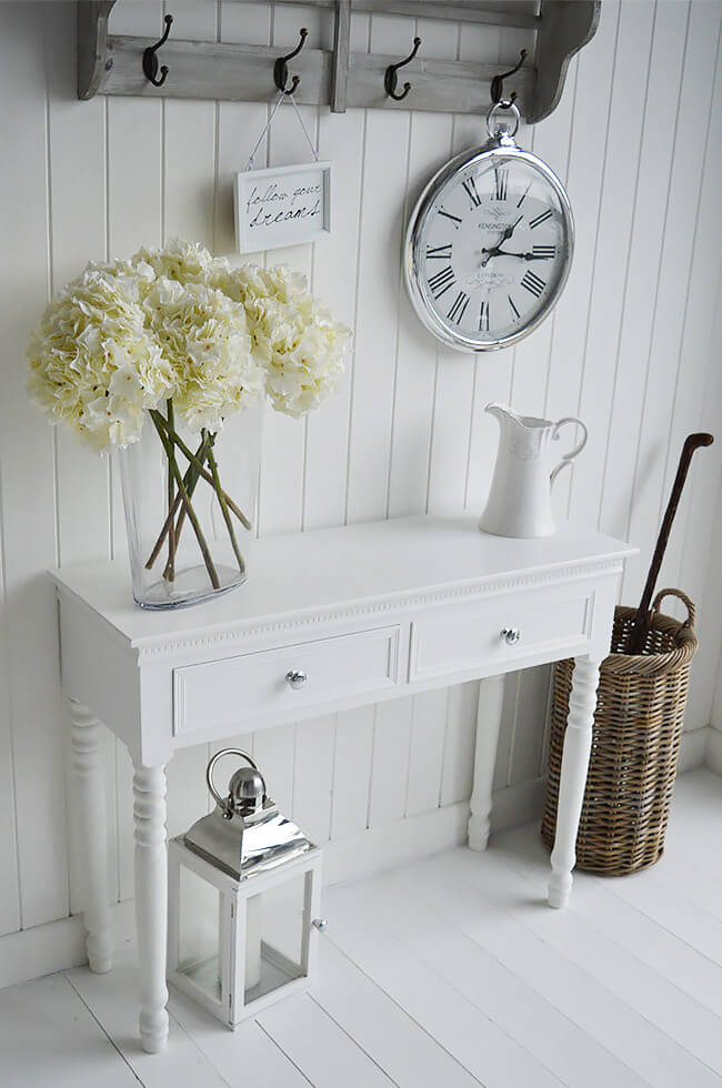 Two Drawer White Console Table — Homebnc