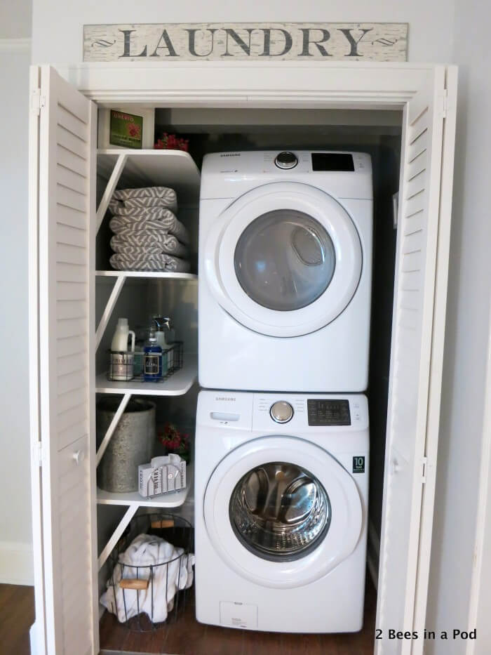 Stackable Washer and Dryer Closet Transformation