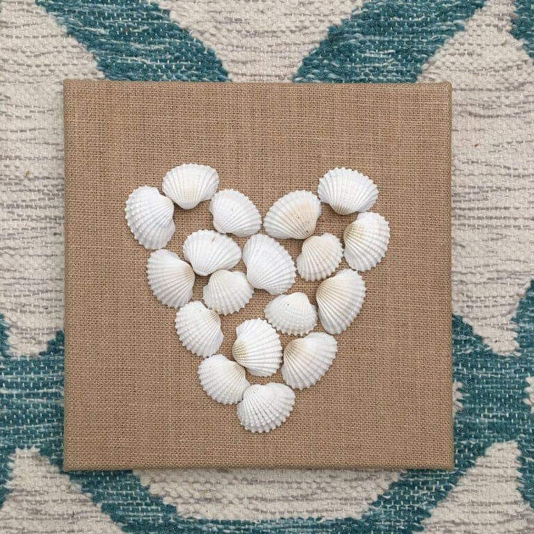 Simple Burlap Back Shell Heart Art