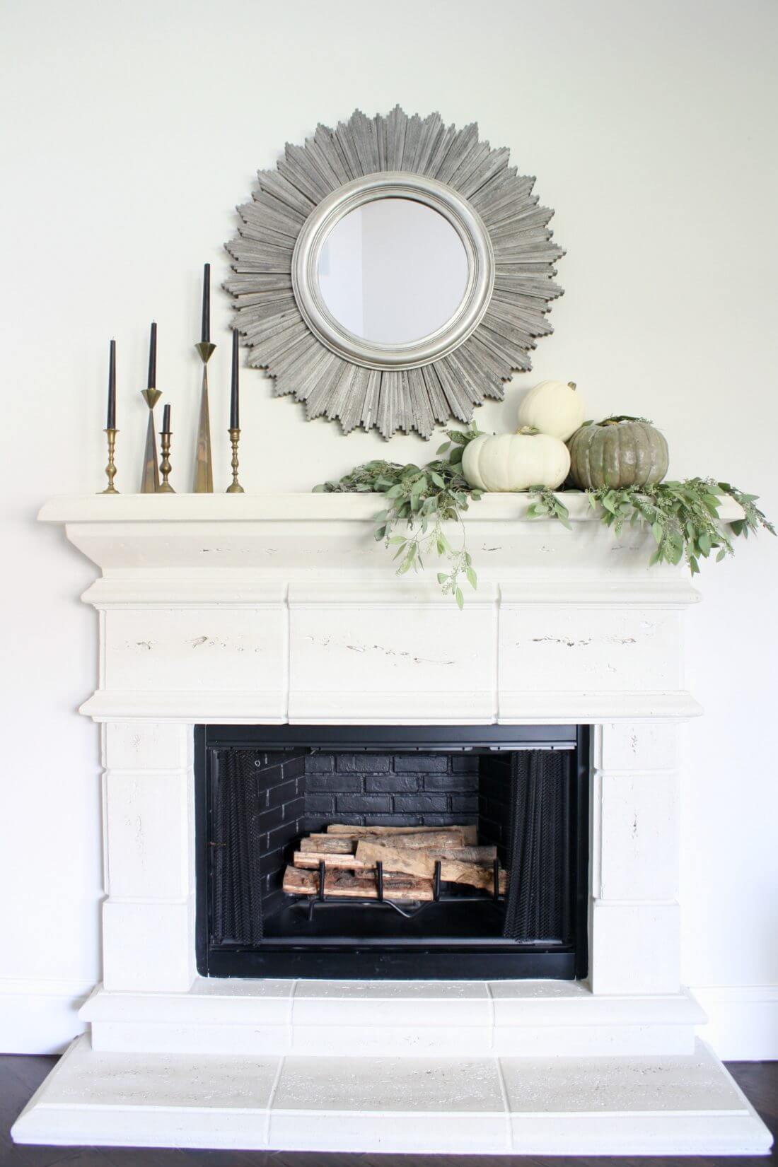 A Fireplace in White and Gray