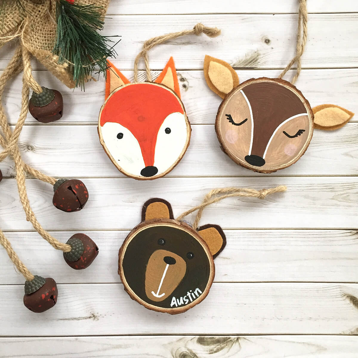 Hand-Painted Woodland Creature Ornaments