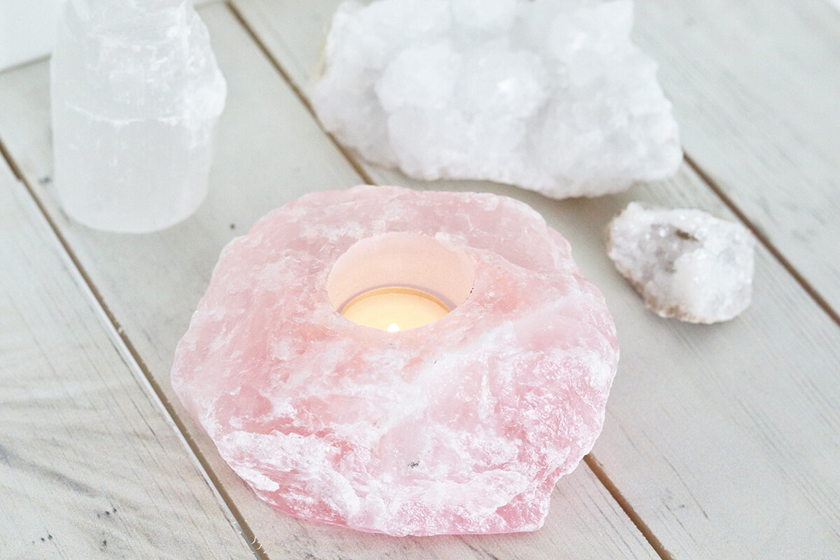 Rose Quartz Candle Holder