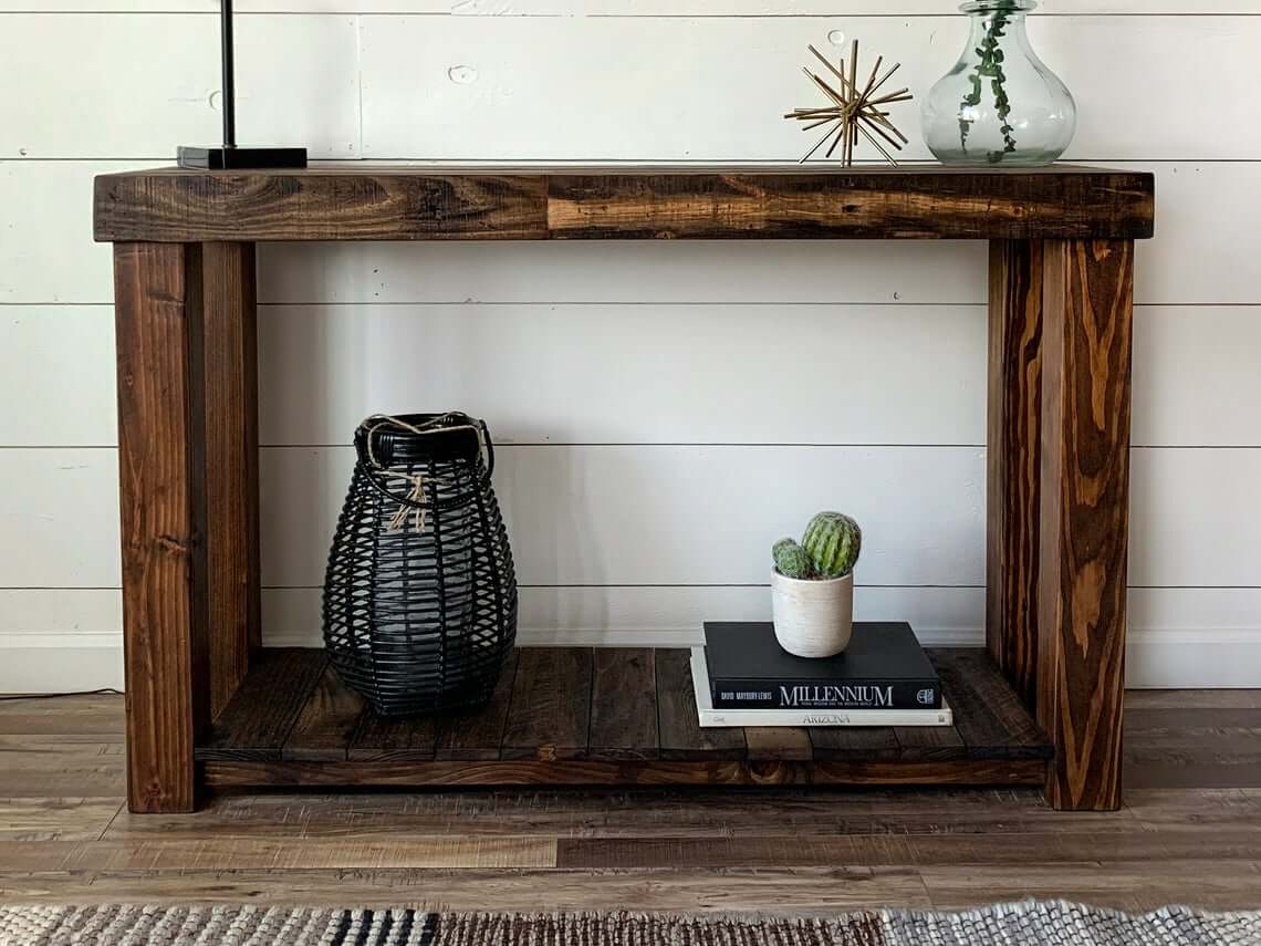 Awesome Double Shelf Wooden Console Table