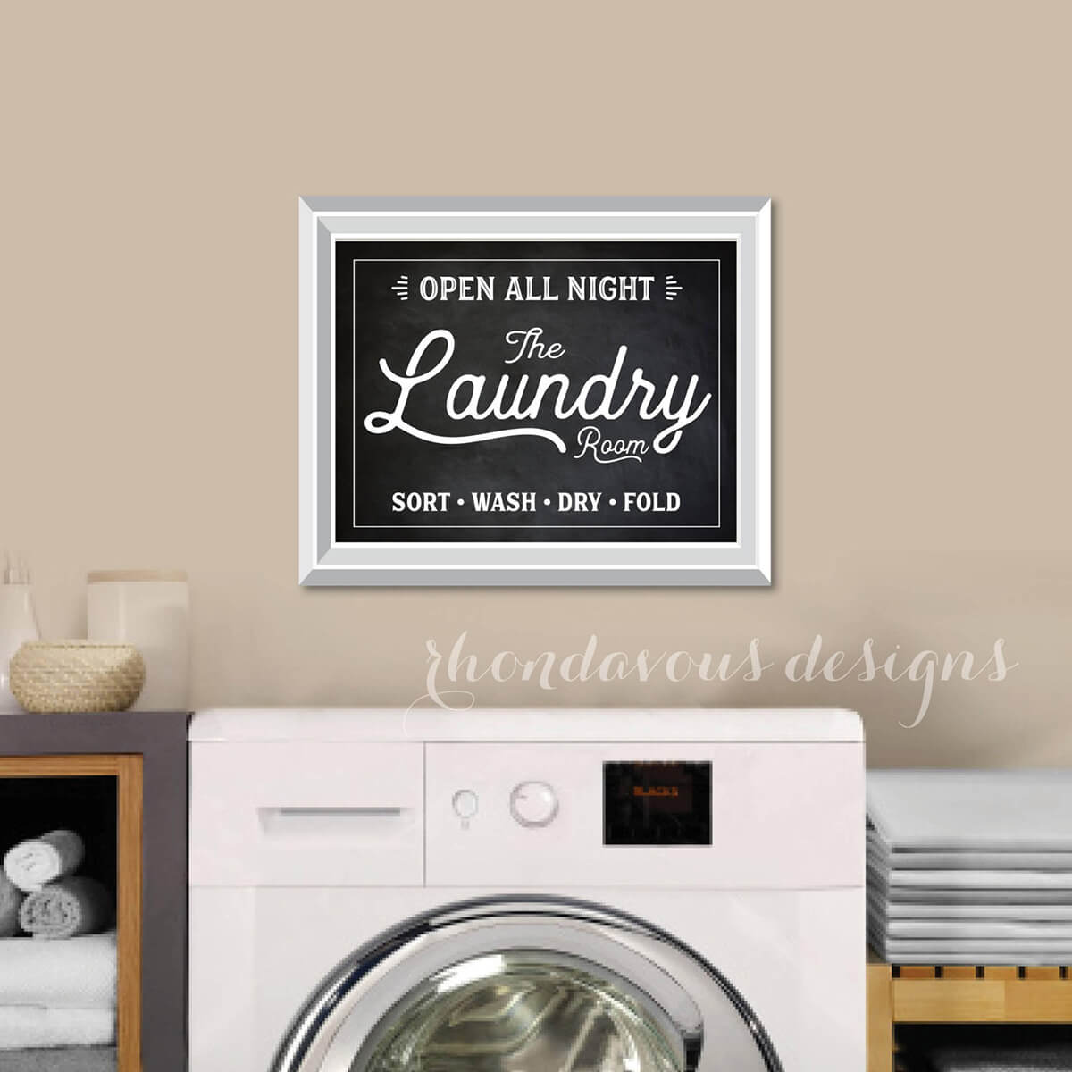 Wall Art/ Laundry Care Laundry Room Sign Large/ Laundry Decor Frame Included