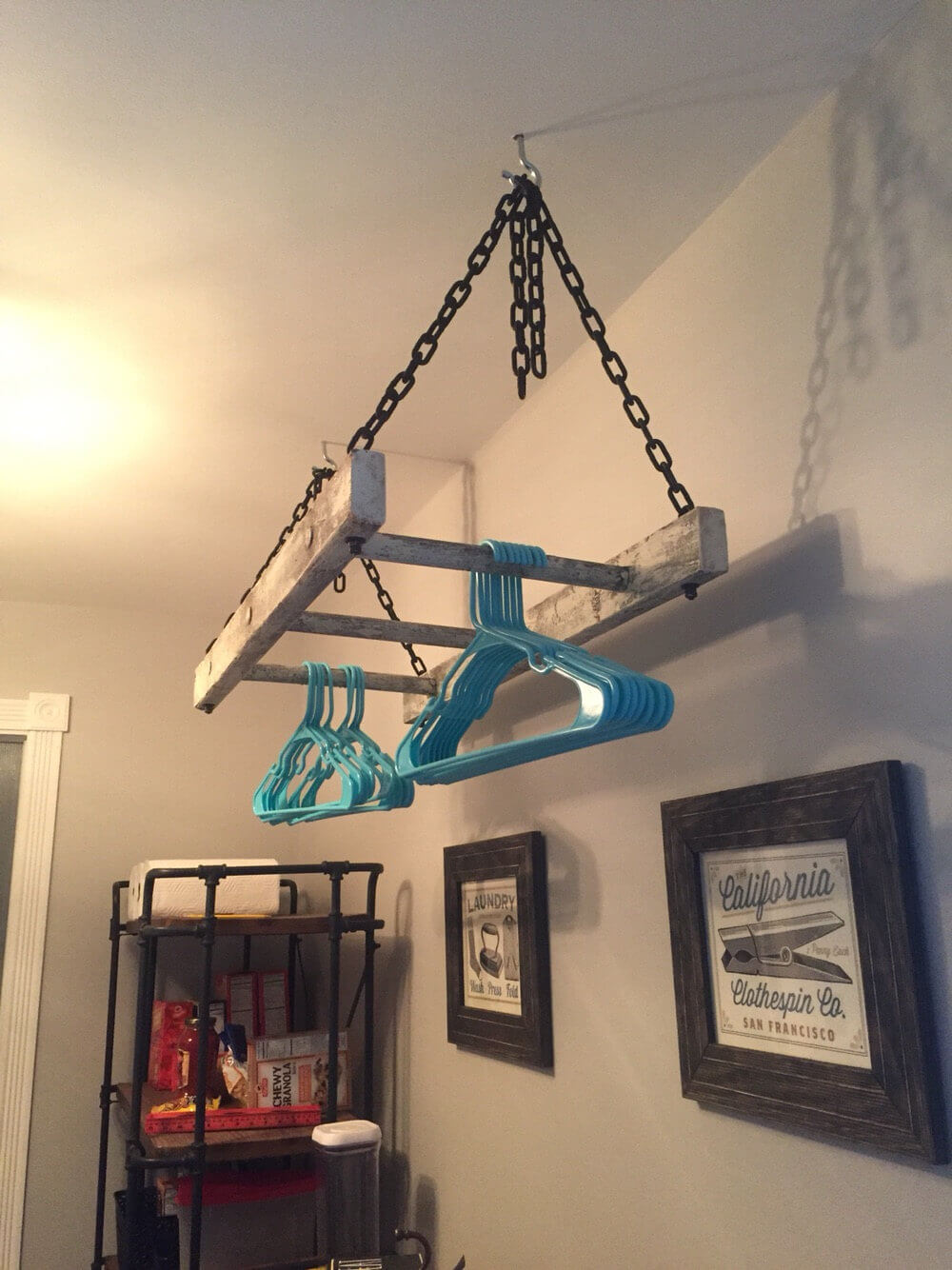 Vintage Laundry Room Ladder Rack