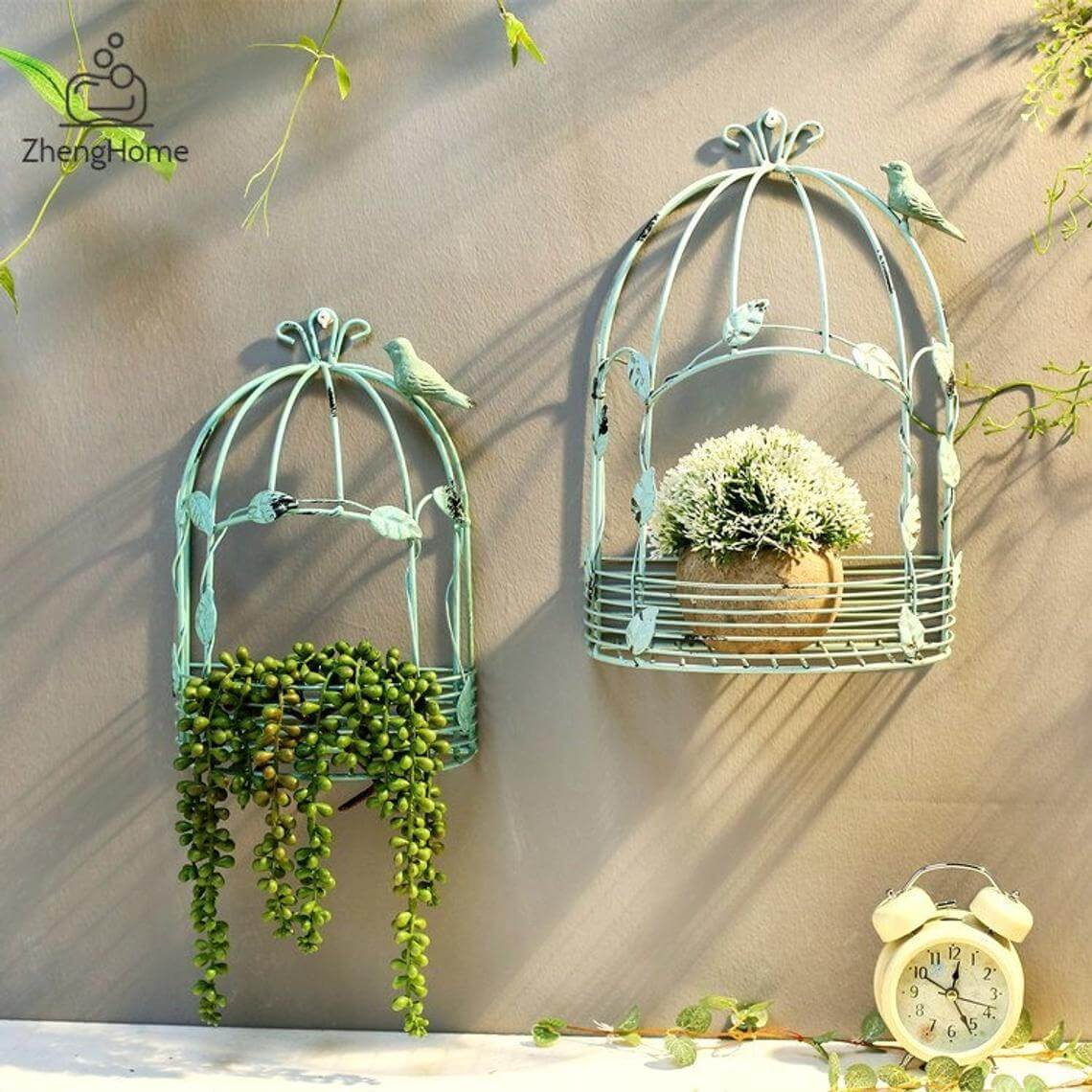 Vintage Birdcage Wall Art Plant Holders