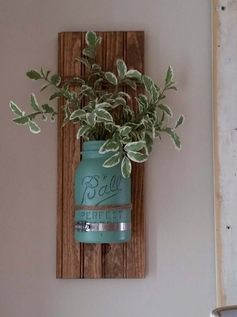 Mason Jar metaal en hout kunst aan de muur