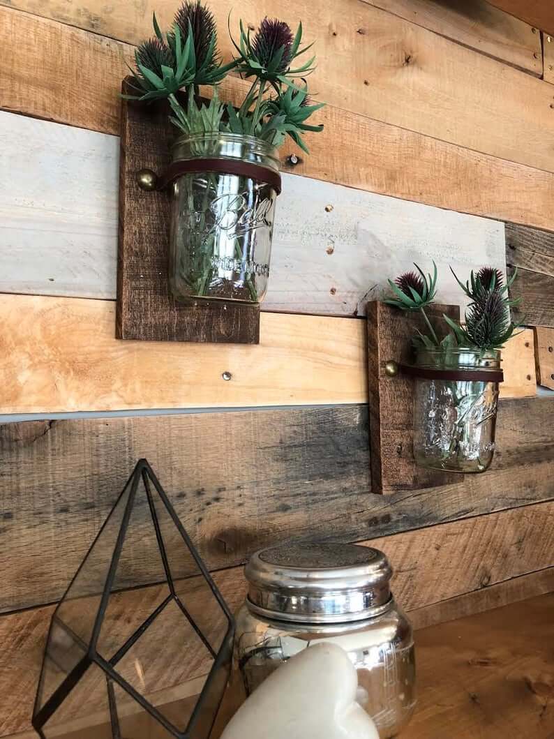 Rustic Squares and Leather Holders for Jars