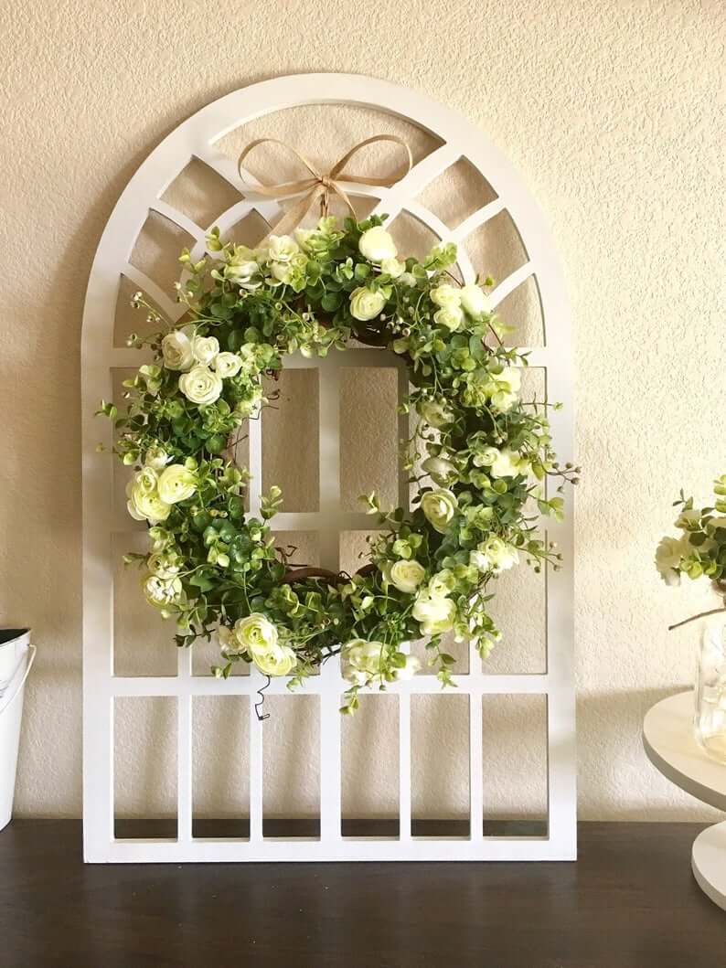 Cathedral Window Pane and Wreath Home Decoration