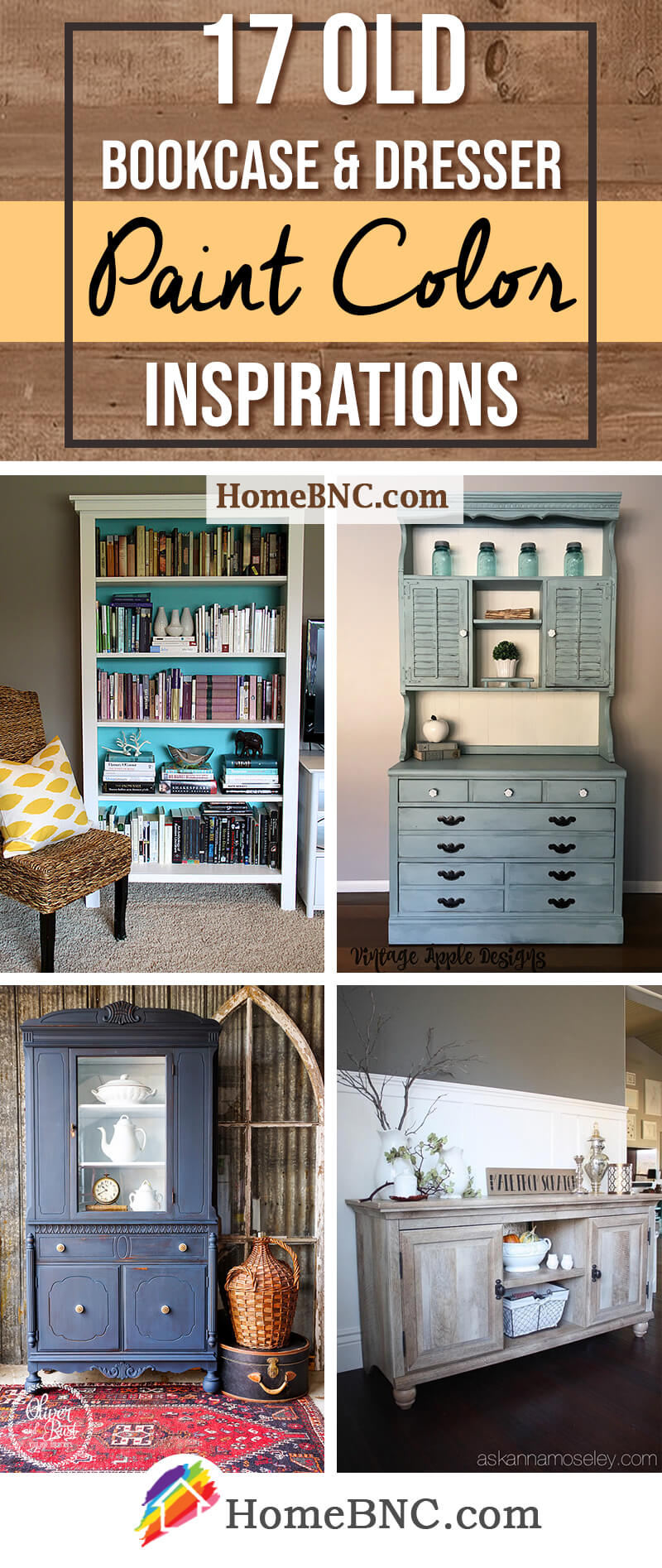 Old Bookcase and Dresser Paint Color Ideas