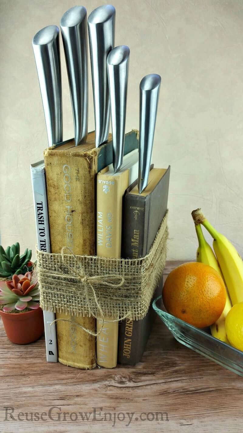 Cool Rustic Old Book Knife Holder