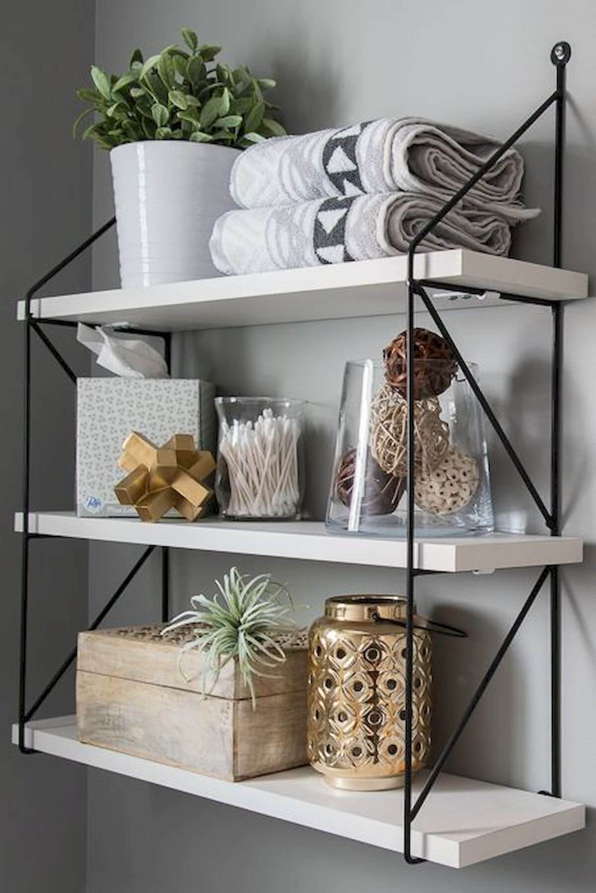 Simple White Shelves and Stylish Wire Frame