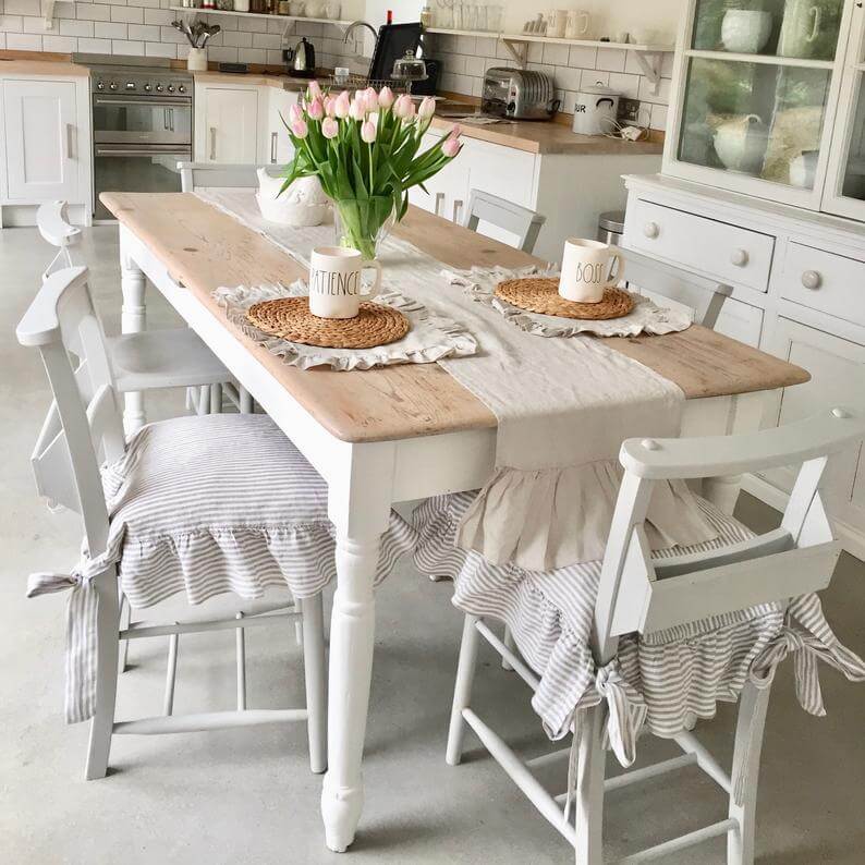 Ruffled Linen Dining Room Chair Covers