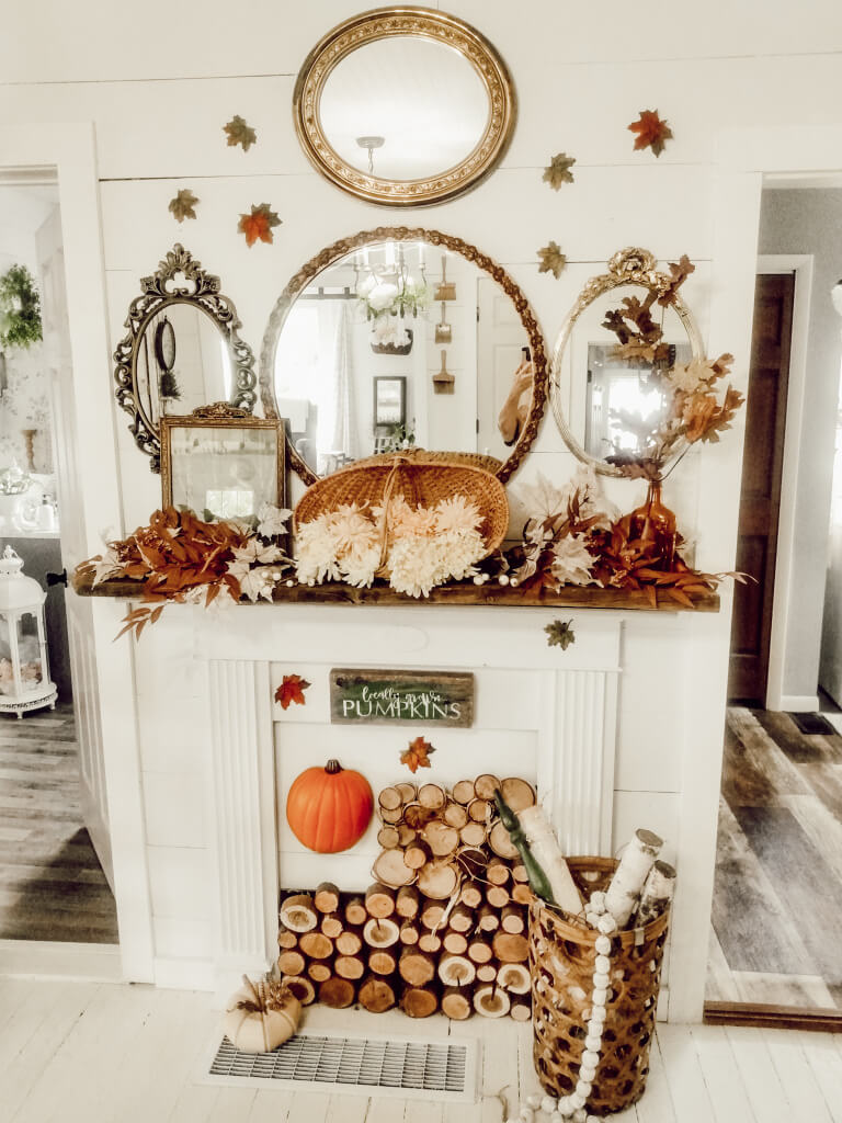 White Faux Fireplace with Lots of Logs