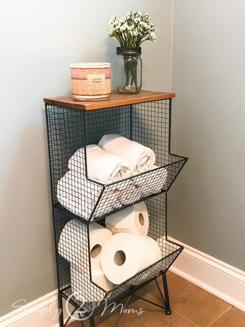 Meshed Towel Roll Basket Stand