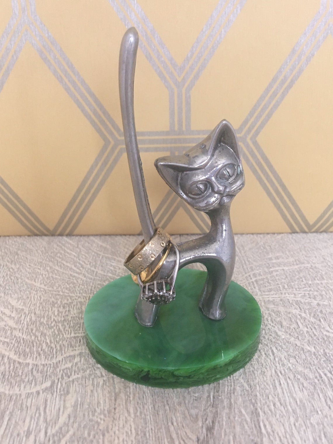 Silver-Plated Cat Ring Holder