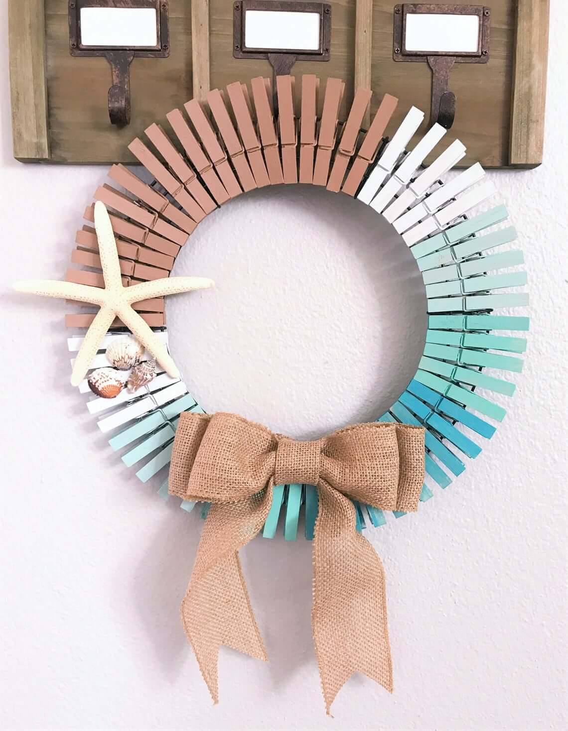 Sand and Sea Beach Themed Clothespin Wreath