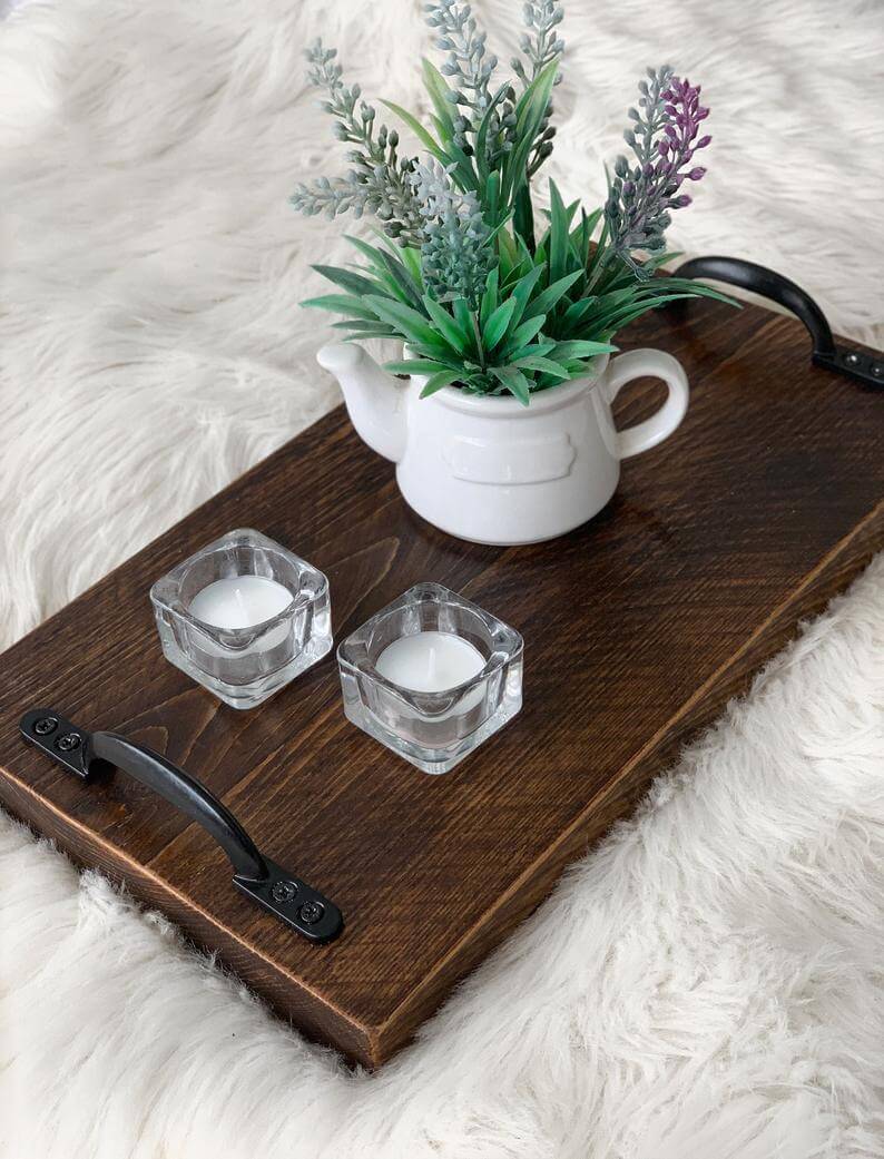 Decorative Rustic Ottoman Serving Tray