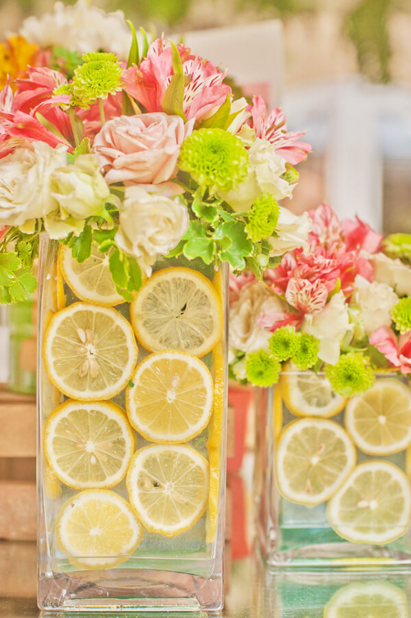 Sliced Lemon Floral Centerpiece Arrangement