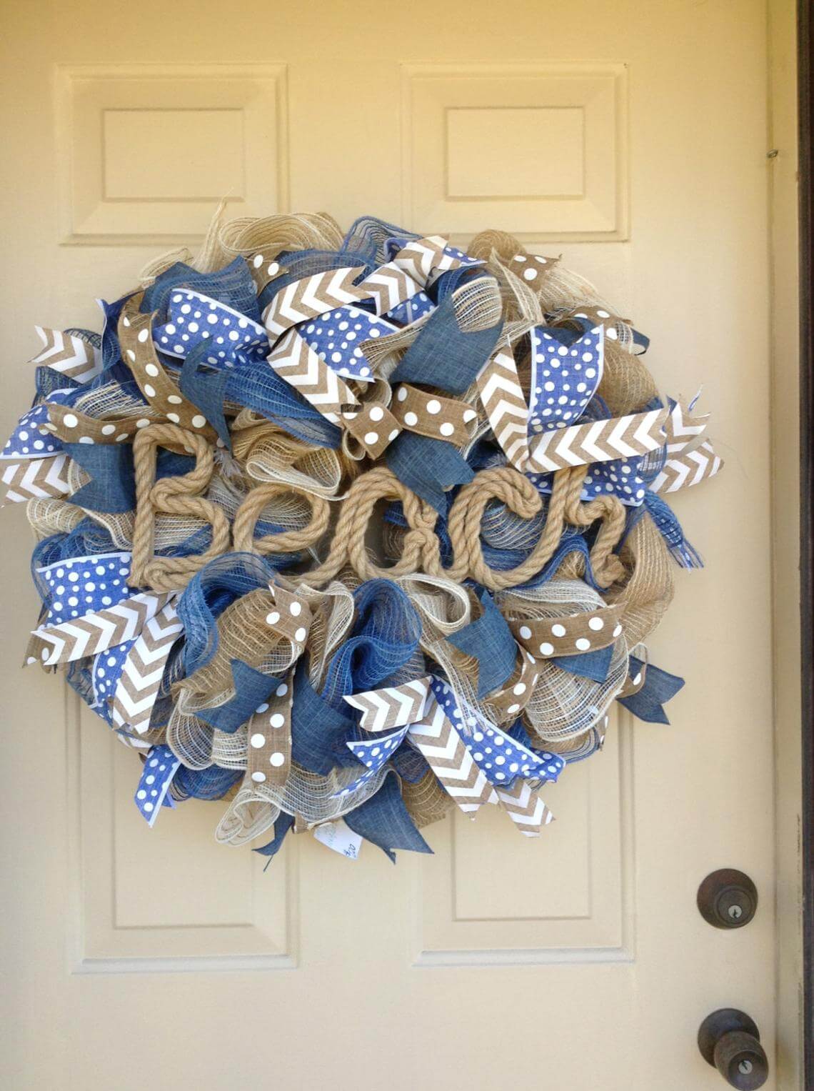 Blue and Brown Beach Scripted Rope Wreath