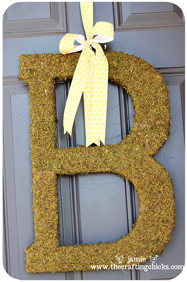 Earthy and Brown Textured Letter with Ribbon Door Hanger