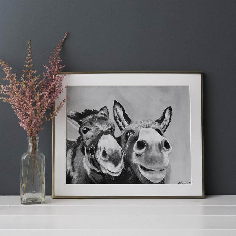 Black and White Donkey Print