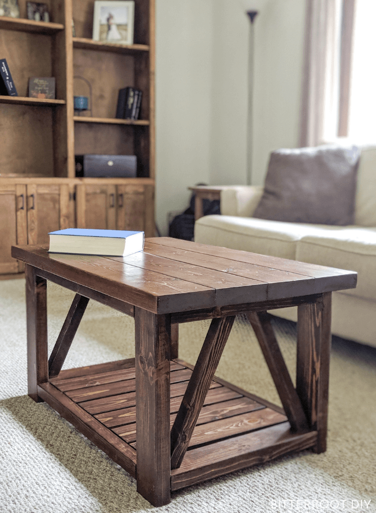 Stained Coffee Table with Truss Sides