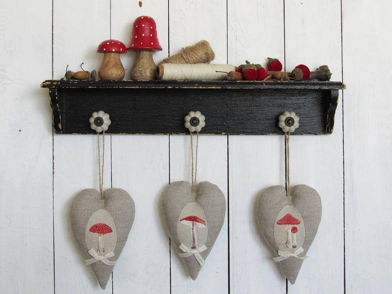 Vintage Linen Farmhouse Hanging Hearts