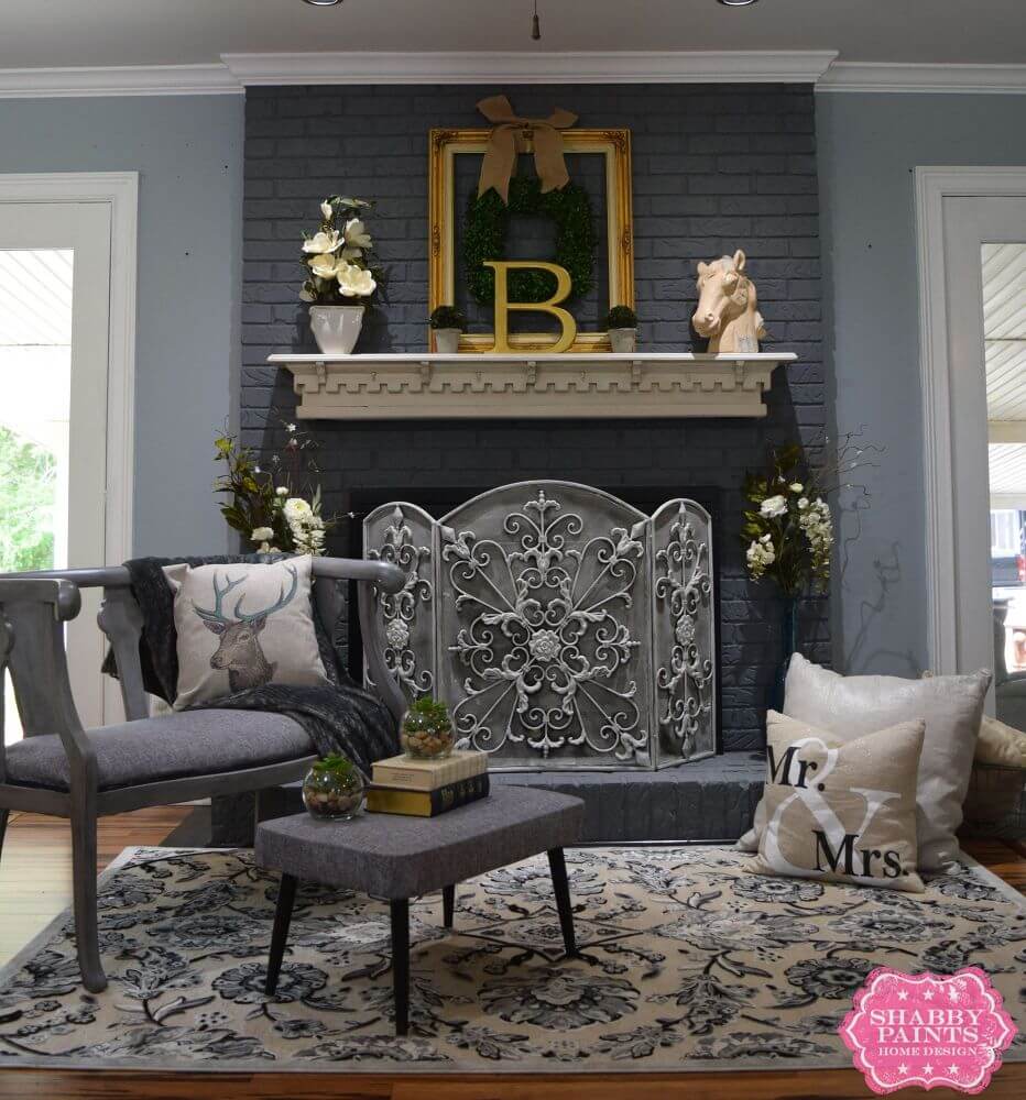 Rich Gray with Ornate Screen Fireplace
