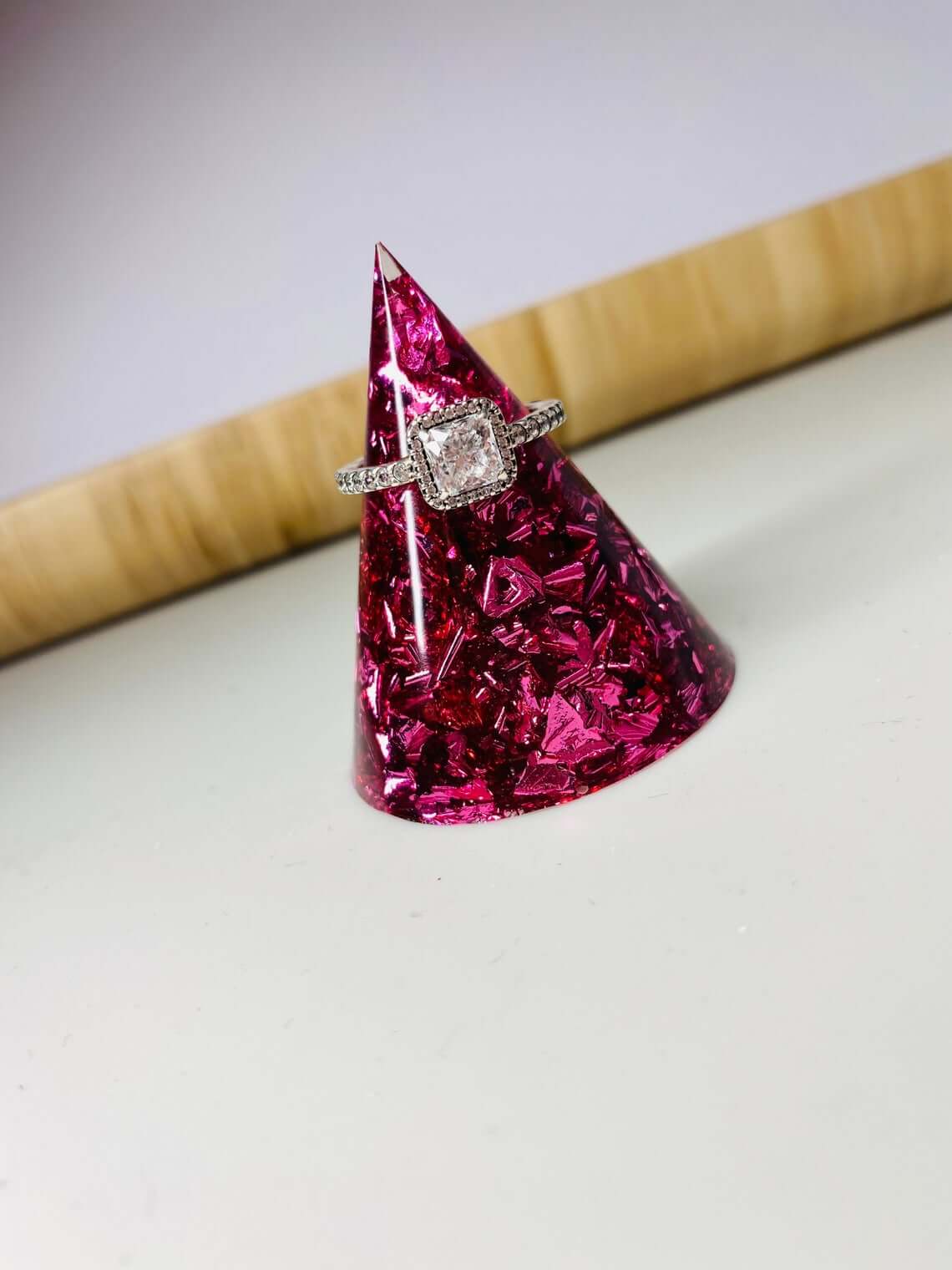 Resin Cone Ring Stand with Foil Accents
