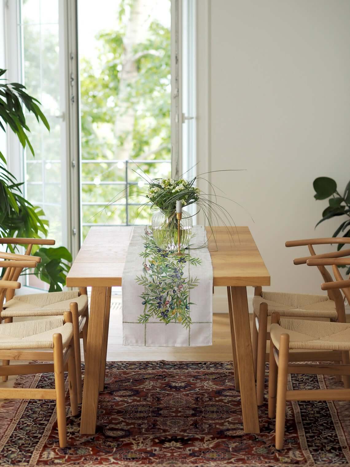 Olive-Themed Artwork Farmhouse Table Runner