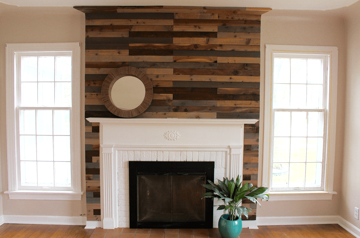 Wonderful Wall of Wood Fireplace Design