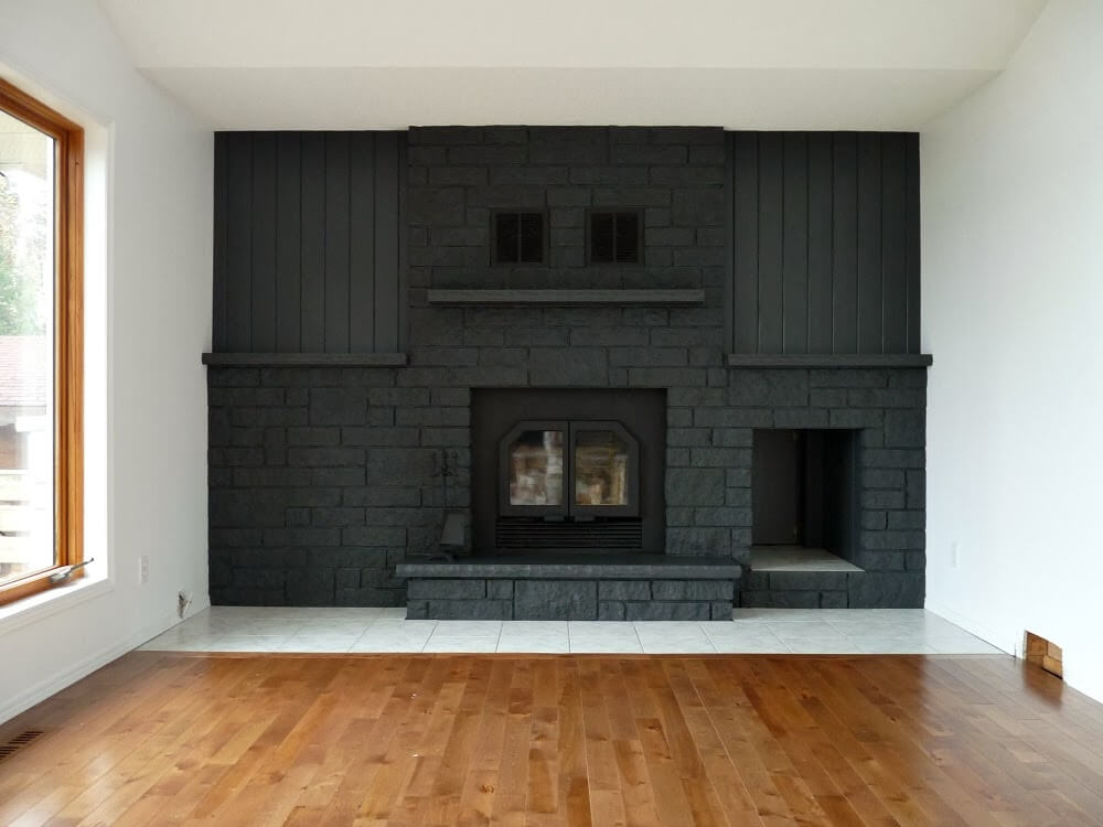 Magnificent Monotone Fireplace Wall in Dark Gray
