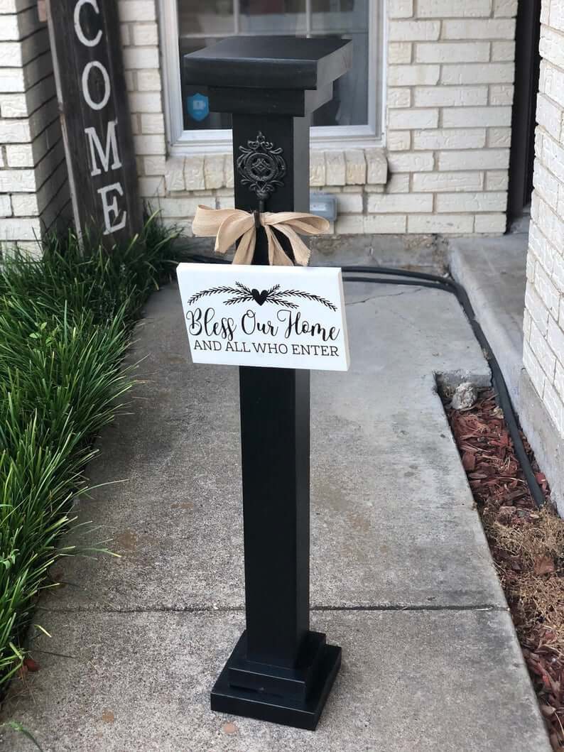 Decorative Black Stained Porch Post
