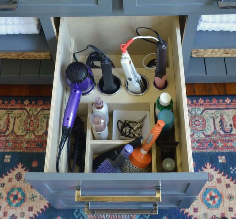 Hidden In-Cabinet Styling Tool Organization and Storage