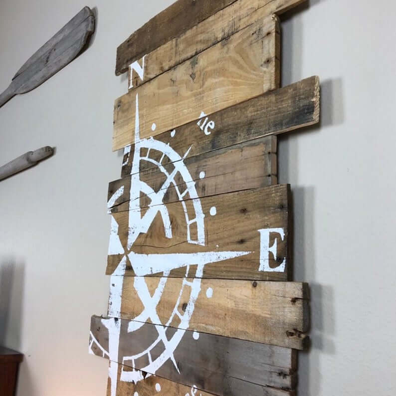 Destination Ocean Escape Wooden Compass Sign