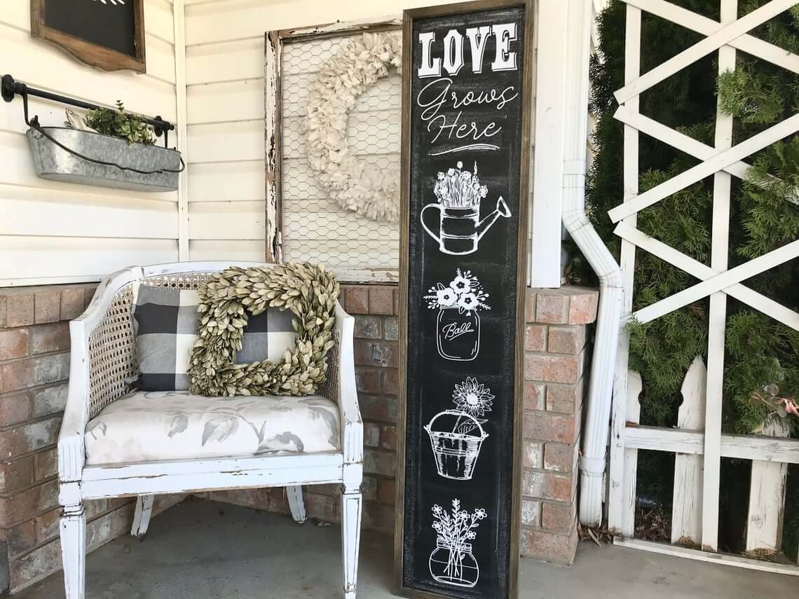 Love Grows Here Chalkboard Porch Sign
