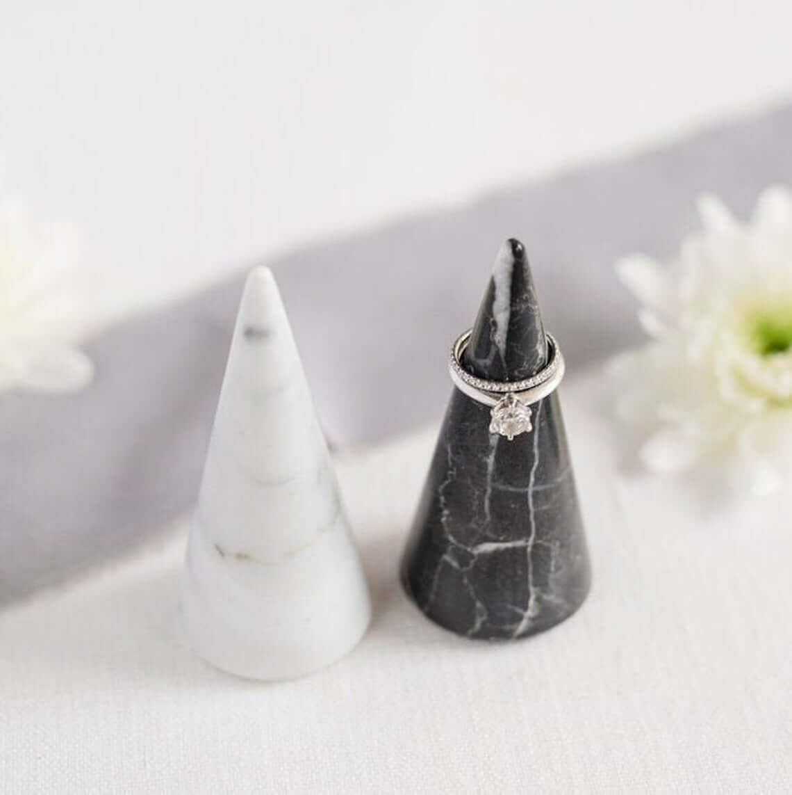Polished Marble Cone Ring Holder