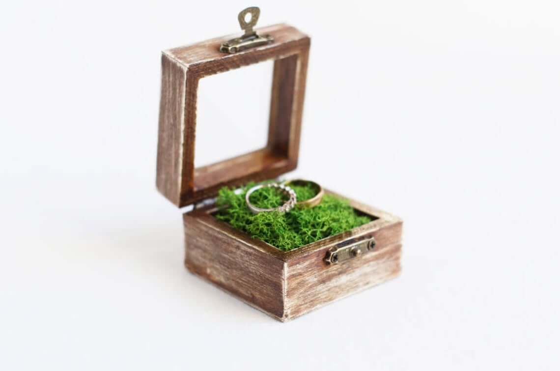 Personalized Wooden Hexagon Ring Bearer Box