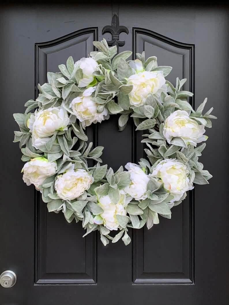 Lambs Ear and Peony Wreath