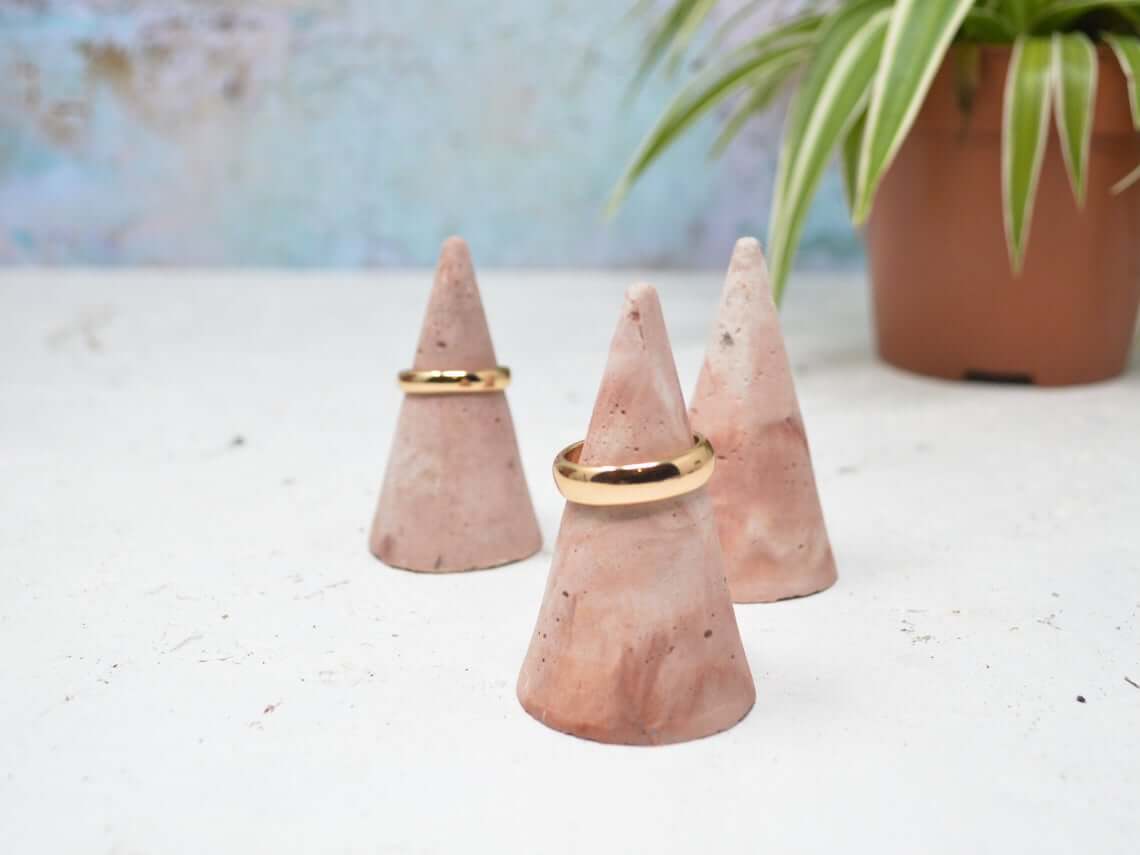 Pink Concrete Cone Ring Holder