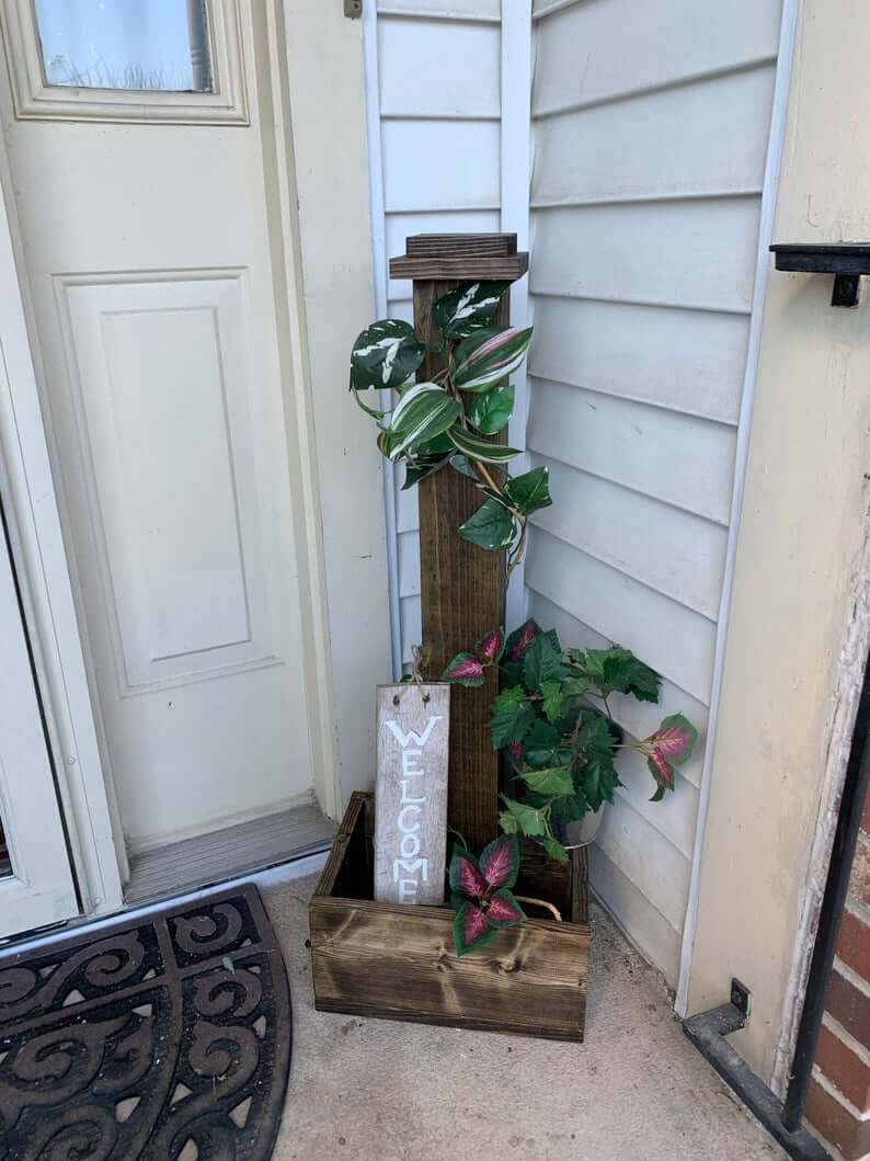 Rustic Wooden Porch Post Planter