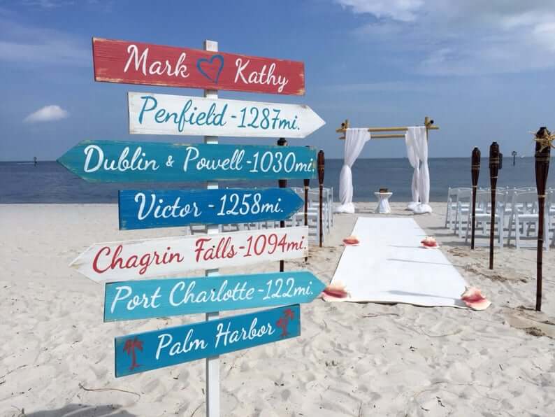 Gorgeous Road to Marriage Beach Wedding Sign