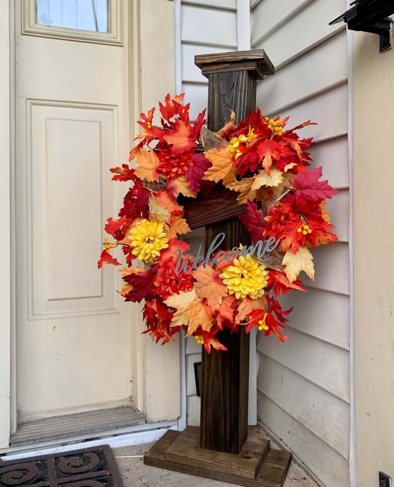 Fall Welcome Porch Post Décor