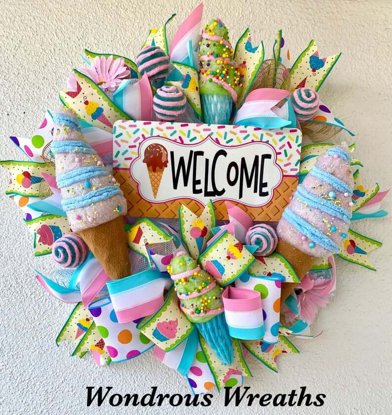 Vivid Ice Cream Theme Welcome Wreath