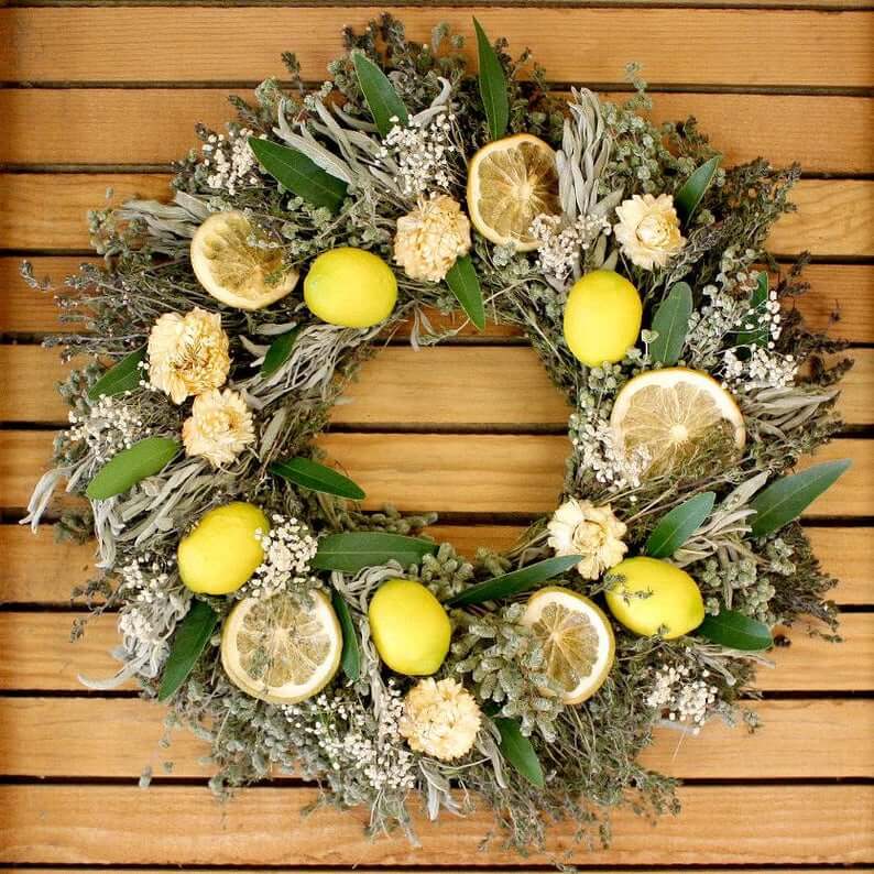 Herbal Faux and Reserved Lemon Wreath